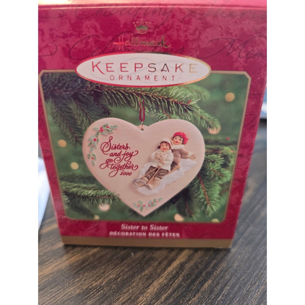 Hallmark Keepsake Ornament 2000 Sister‎ to Sister Porcelain Heart QX8144